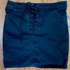 Lace-up Black Miniskirt